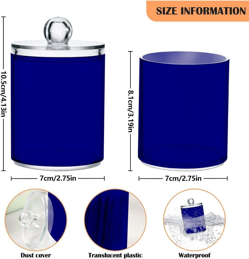 Eionryn Navy Blue Qtip Dispenser Apothecary Jars Bathroom Qtip Holder Storage Canister 10 Oz Plastic Jar for Cotton Ball Swab Round Pads Floss 4pcs - Image 2