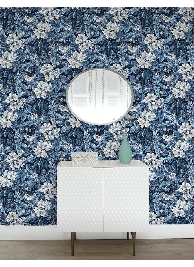 Peel And Stick Wallpaper Tropical Wallpaper For Bedroom Powder Room Kitchen Self Adhesive Vinyl 30.75 Sq Ft Coverage (Darwin Flora Collection Midnight Blue) - pzsku/Z9CD1359035452CC039F8Z/45/_/1720090646/83908d0f-57df-4a49-ba75-47b6d97c0955