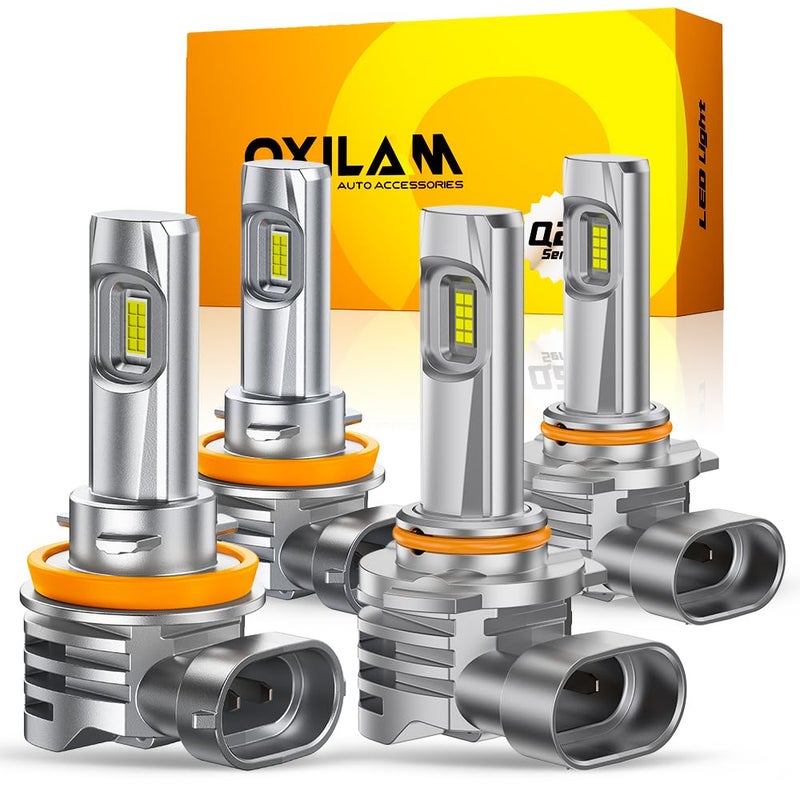OXILAM H11H9H8 and 9005HB3 Light Bulbs Combo 58000LM Wider Driving Vision 11 Design 9005 H11 LED lights True Plug  Play Pack of 4