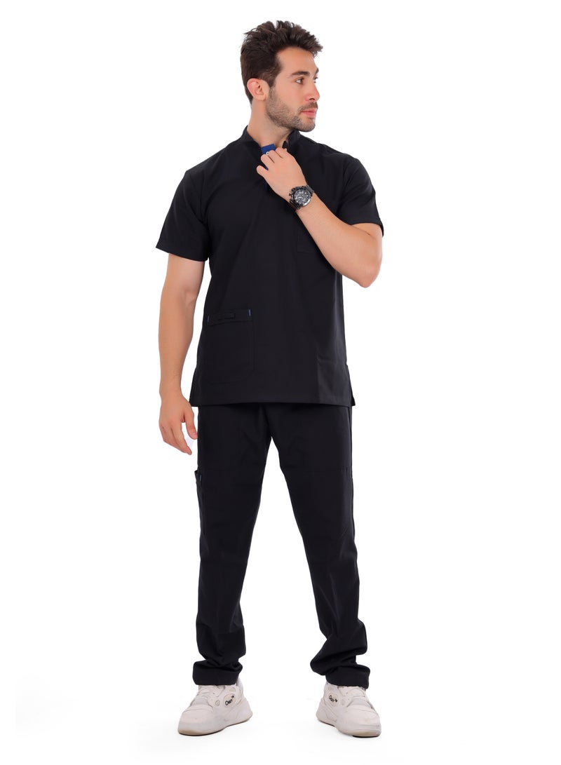 APEX Royal Scrub 1/2 Sleeve Male Black LIN  Press button  - Image 1