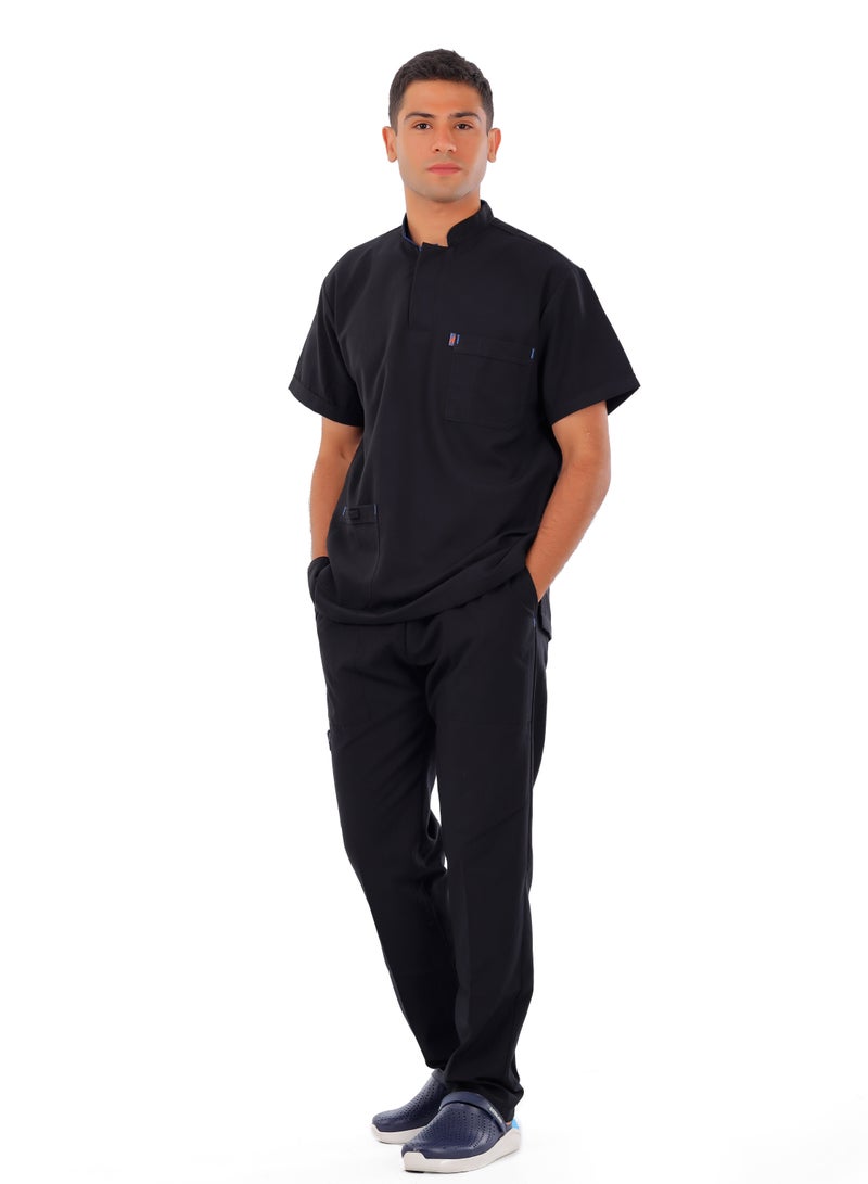 APEX Royal Scrub 1/2 Sleeve Male Black LIN  Press button  - Image 2