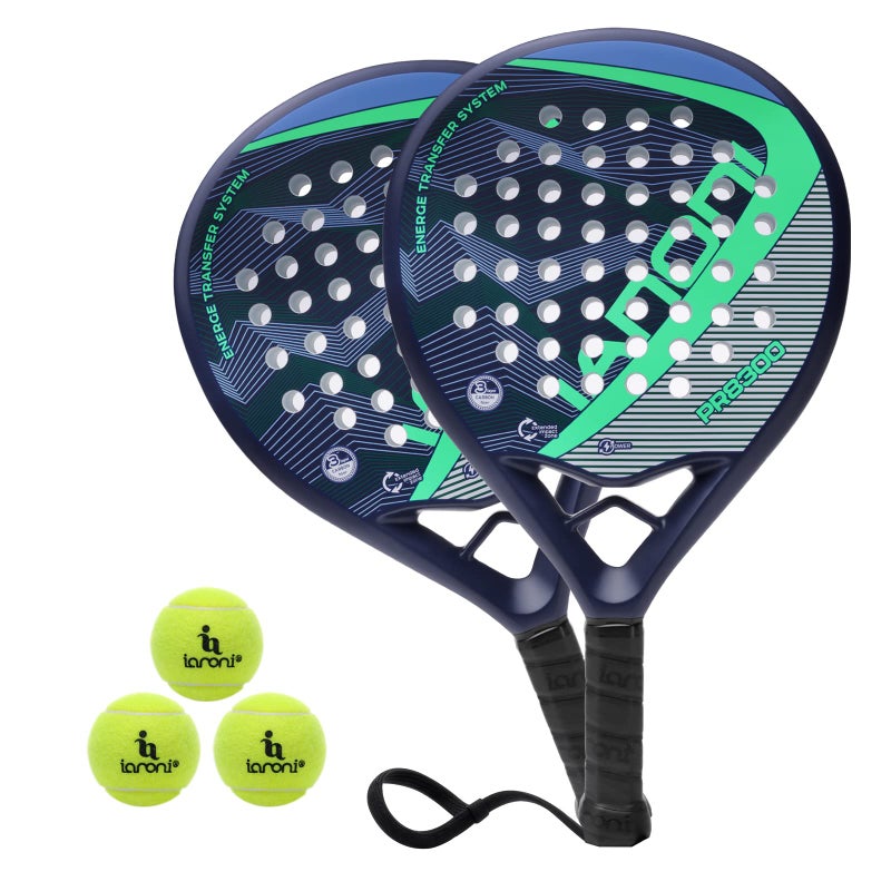 ianoni Paddle Tennis Racket Carbon Fiber Surface with EVA Memory Flex Foam Core POP Padle Racquts TPR8300BLUE