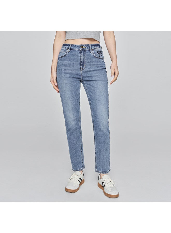 Lee Mall Same Style 25 Early Spring New Product 422 Slim Mid-Rise Straight-Leg Light Blue Women'S Jeans Trendy - Image 2