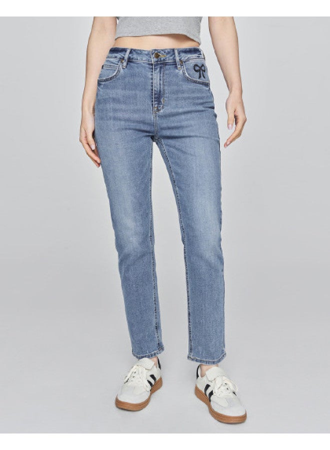 Lee Mall Same Style 25 Early Spring New Product 422 Slim Mid-Rise Straight-Leg Light Blue Women'S Jeans Trendy - Image 1