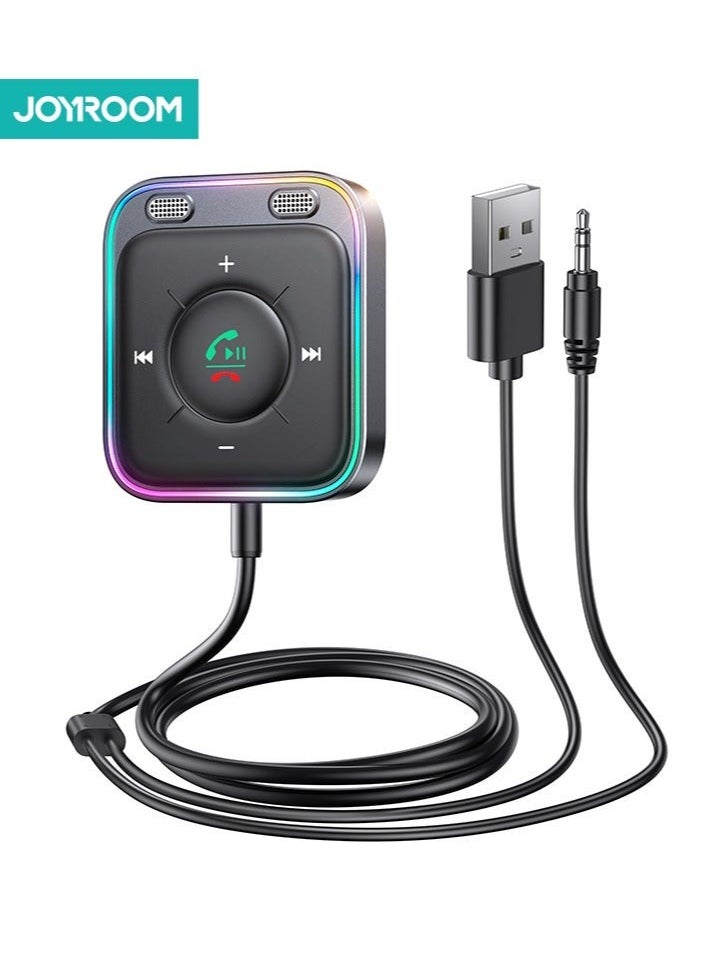 Generic Joyroom Bluetooth 5.3 AUX Adaptor Mobil Mikrofon Ganda Pemancar Noise Cancelling Penerima Nirkabel Tangan Gratis Kit Stereo Audio Mobil  - Image 1