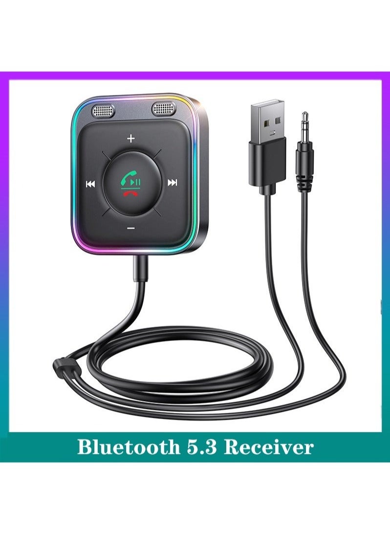 Generic Joyroom Bluetooth 5.3 AUX Adaptor Mobil Mikrofon Ganda Pemancar Noise Cancelling Penerima Nirkabel Tangan Gratis Kit Stereo Audio Mobil  - Image 2