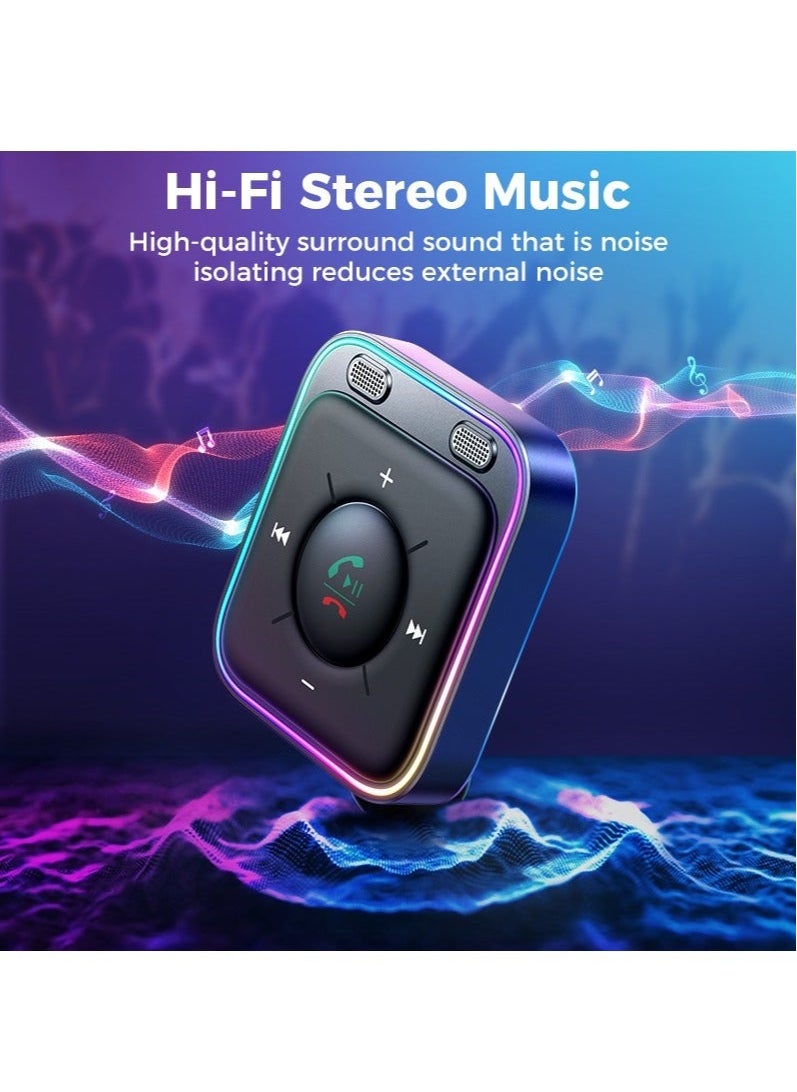 Generic Joyroom Bluetooth 5.3 AUX Adaptor Mobil Mikrofon Ganda Pemancar Noise Cancelling Penerima Nirkabel Tangan Gratis Kit Stereo Audio Mobil  - Image 3