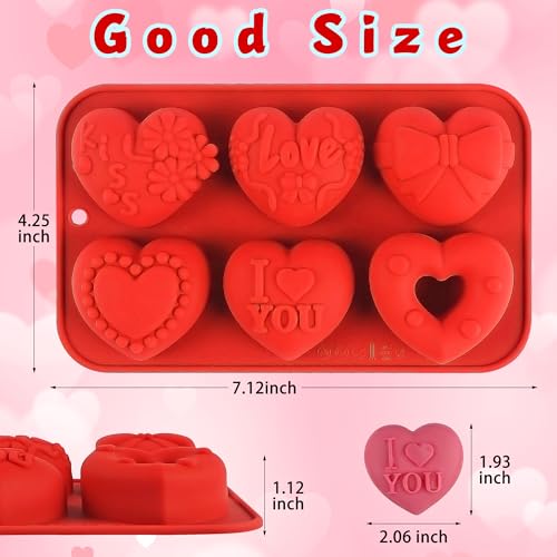Sidosir 2Pcs Silicone Heart Candy Chocolate Molds, Valentine's Day Chocolate Nonstick Molds for Crafting Cakes, Heart Baking Silicone Mold for Home Bakers, Brownies, and Desserts - Image 2