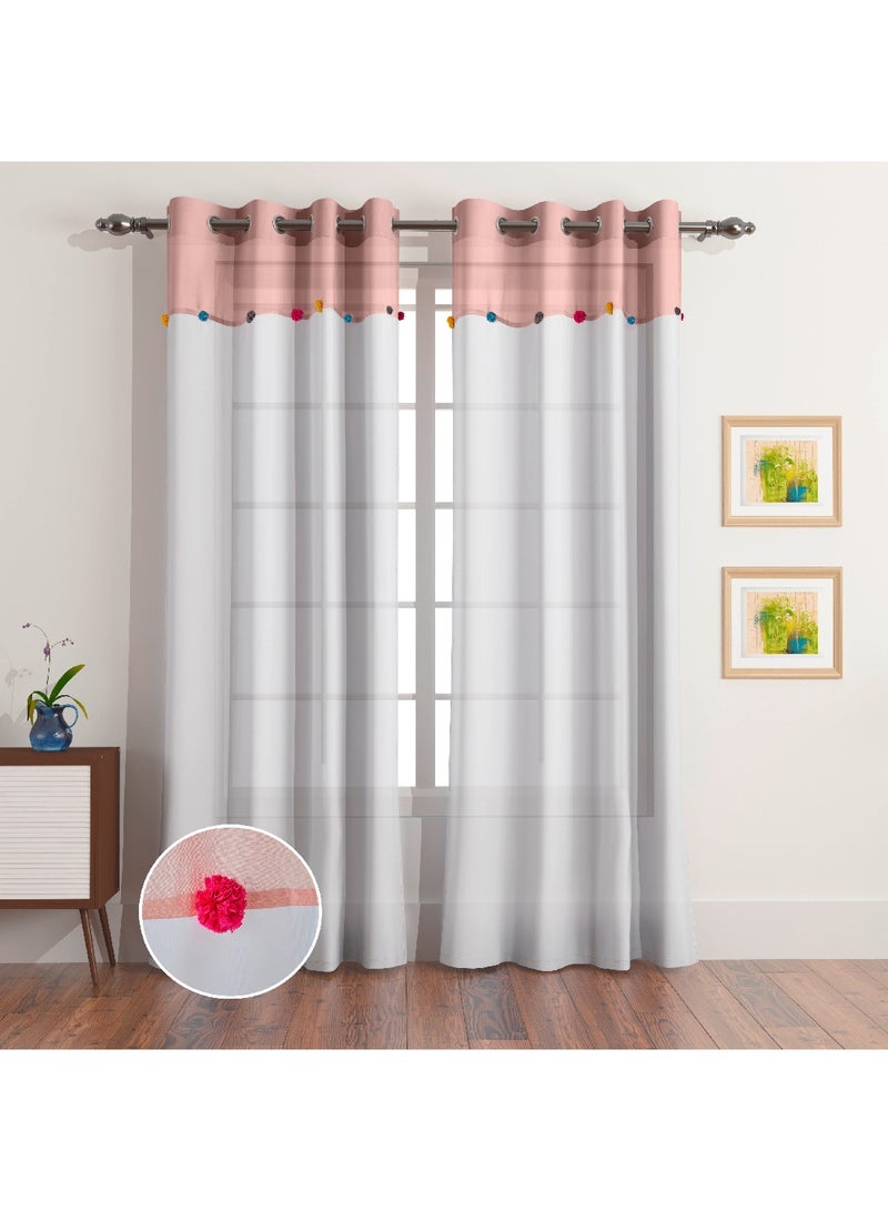Home Box Flutterby 2-Piece Pompom Voile Sheer Curtain Set 240 x 140 cm  - Image 1