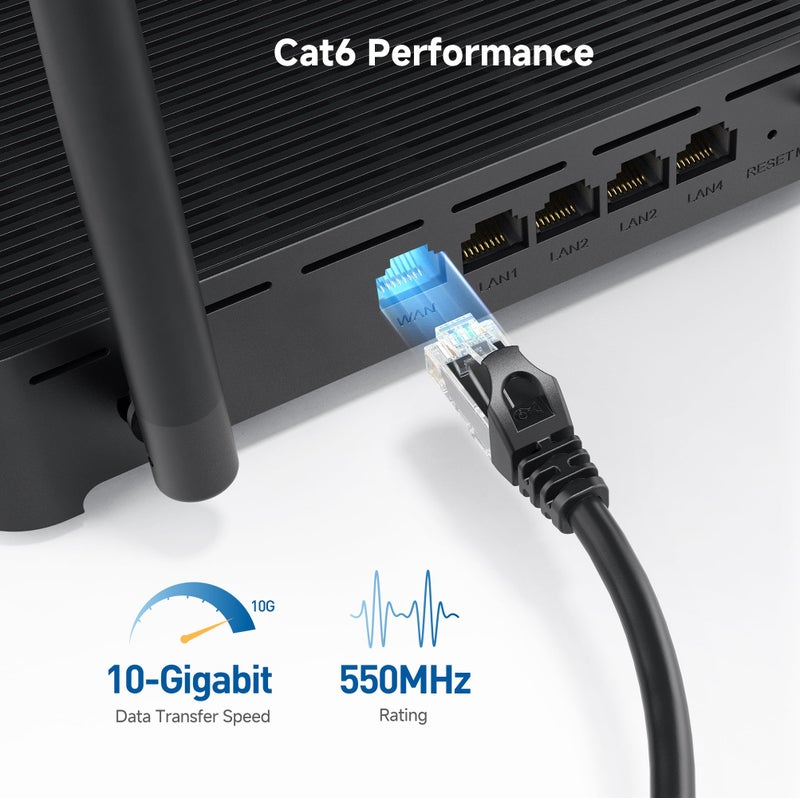 Cable Matters 10Gbps Snagless Short Cat 6 Ethernet Cable - 3ft, Cat 6 Cable, Cat6 Cord, Ethernet Cord, Black - Image 3