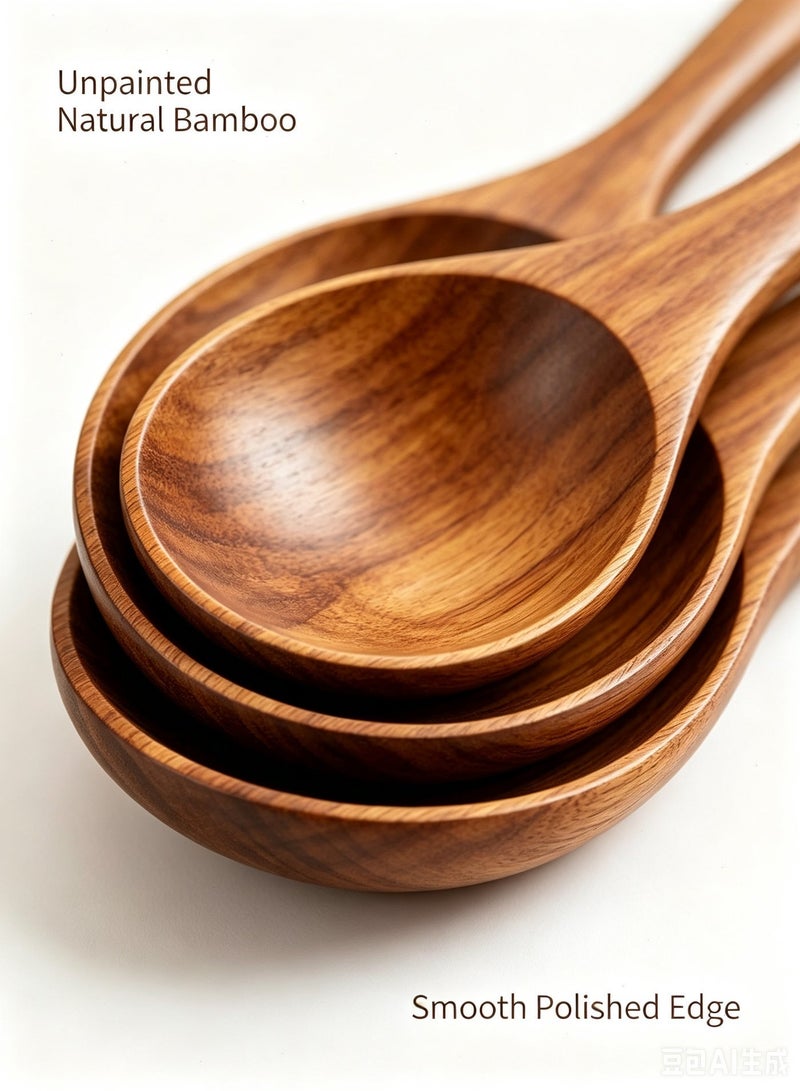 Yoawllty 6 Pcs Organic Bamboo Wooden Cooking Utensil Set with Storage Holder, Heat Resistant Non Scratch Kitchen Spoons, Non-stick Pan Safe Cookware Tools for Home Ramadan Daily Cooking - Image 3