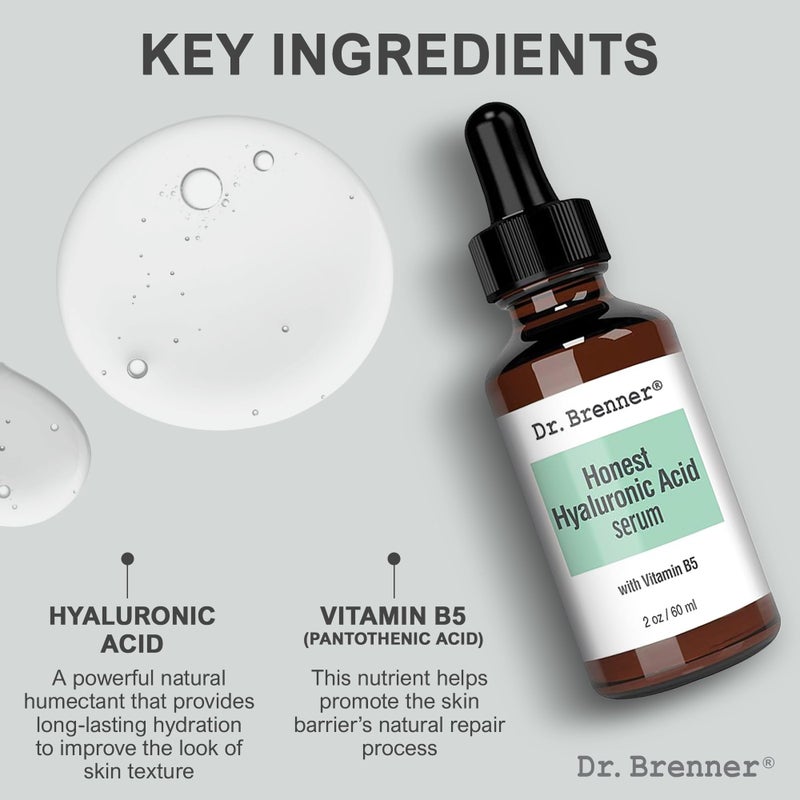 Dr Brenner 2 oz. Hyaluronic Acid Serum For Skin, Made with 100% Pure Hyaluronic Acid, Plumping, Anti-Aging, Hydrating, Moisturizing HA Serum With Vitamin B5 by Dr. Brenner (2 oz) - Image 2