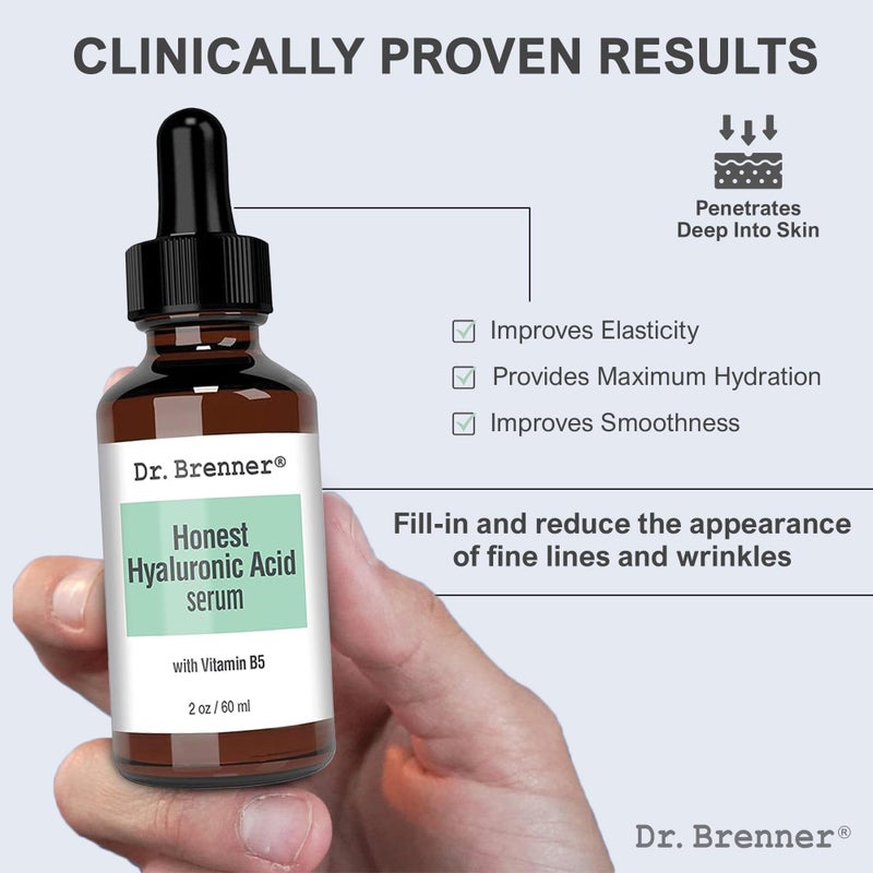 Dr Brenner 2 oz. Hyaluronic Acid Serum For Skin, Made with 100% Pure Hyaluronic Acid, Plumping, Anti-Aging, Hydrating, Moisturizing HA Serum With Vitamin B5 by Dr. Brenner (2 oz) - Image 4