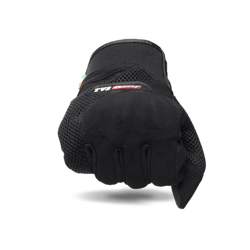 TVS Racing Beast Riding Gloves | All-Weather Riding Protection | Corduroy Top | PVC Knuckle Guard | Touchscreen Ready | Breathable Airmesh | Anti-Fatigue Padded Palm | Men’s Motorcycle Gloves(Black/L) - Image 3