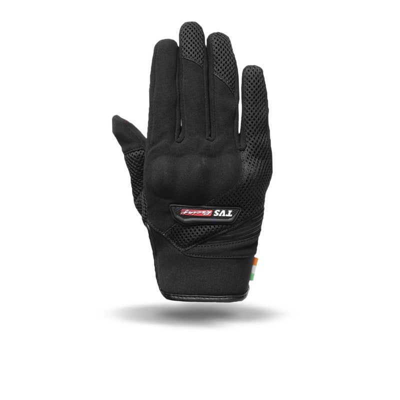 TVS Racing Beast Riding Gloves | All-Weather Riding Protection | Corduroy Top | PVC Knuckle Guard | Touchscreen Ready | Breathable Airmesh | Anti-Fatigue Padded Palm | Men’s Motorcycle Gloves(Black/L) - Image 4