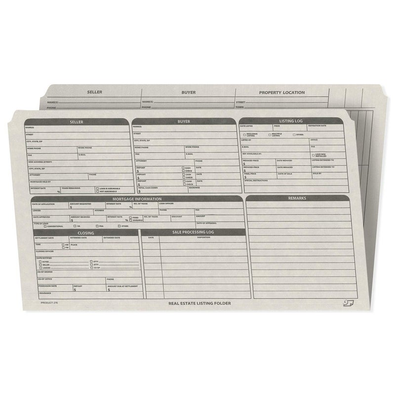 NextDayLabels Real Estate Listing Folder Right Panel List PrePrinted on Durable Card Stock with Closing Checklist and ColorCoded Dots for Organizing Gray Legal Size Pack of 25