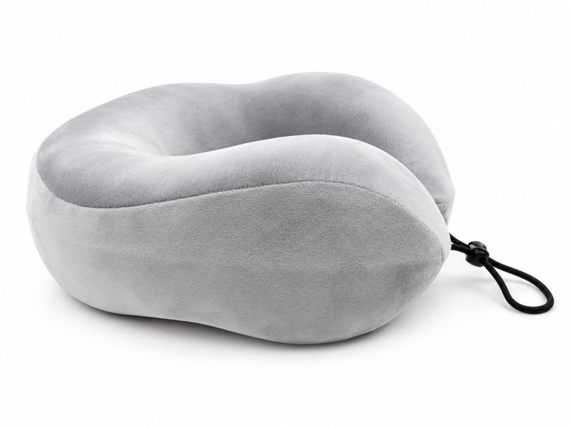 Travel Neck Pillow, Memory Foam Neck Pillow, Comfortable Lightweight Travel Pillow with Adjustable Lanyard for Airplane, Car, Bus (Grey) - Image 2