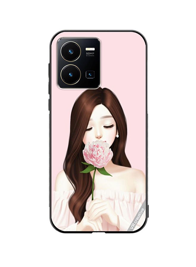 غطاء حماية لهاتف فيفو Y35 بتصميم وردي متعدد الألوان