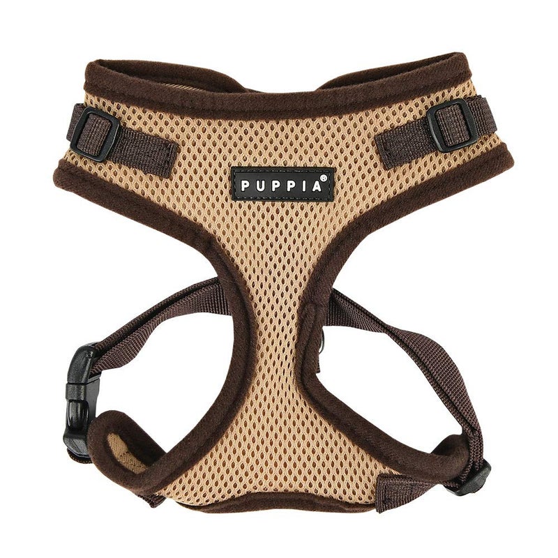 Puppia Authentic RiteFit Harness with Adjustable Neck, Medium, Beige - Image 1