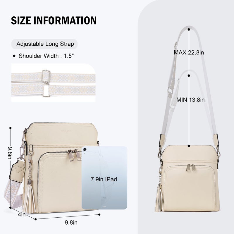 Roulens Crossbody Purse for Women Vegan Leather Medium Crossbody Wallet Bag for Travel Women Shoulder Handbags with Tassel - Image 4