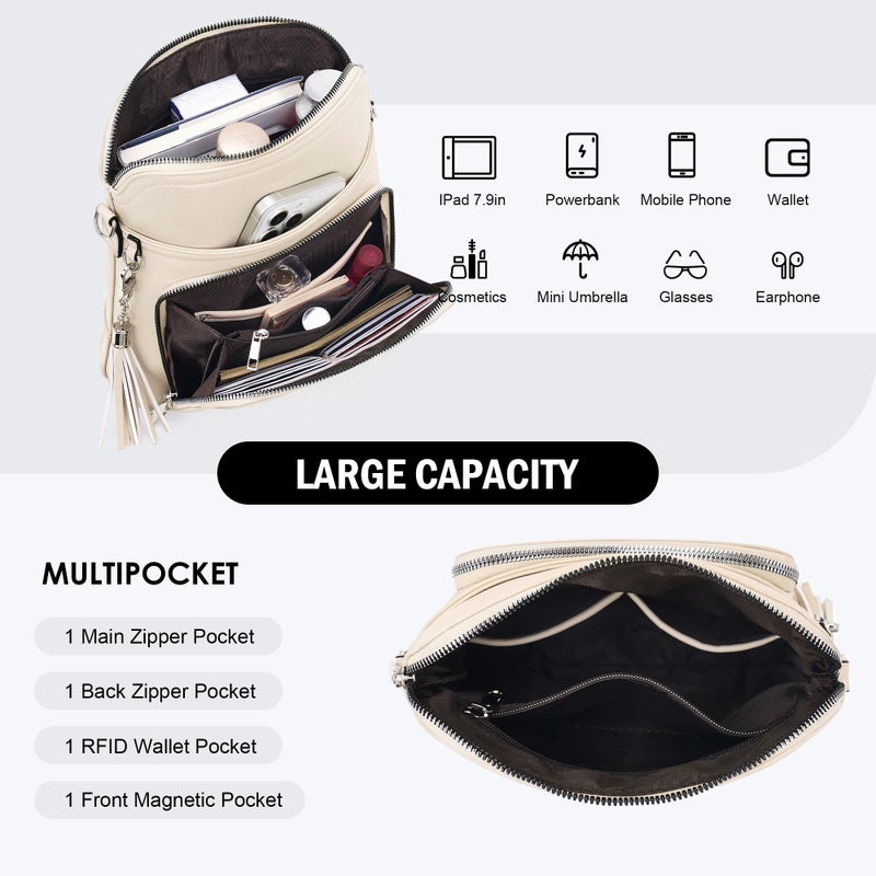Roulens Crossbody Purse for Women Vegan Leather Medium Crossbody Wallet Bag for Travel Women Shoulder Handbags with Tassel - Image 5