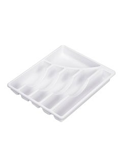 Sterilite 6-Compartment Easy-to-Clean Sleek Rectangular Organizer Cutlery Tray White 4.76 x 30.16 x 35.56 cm 15758006  - Image 1
