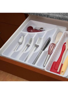 Sterilite 6-Compartment Easy-to-Clean Sleek Rectangular Organizer Cutlery Tray White 4.76 x 30.16 x 35.56 cm 15758006  - Image 2