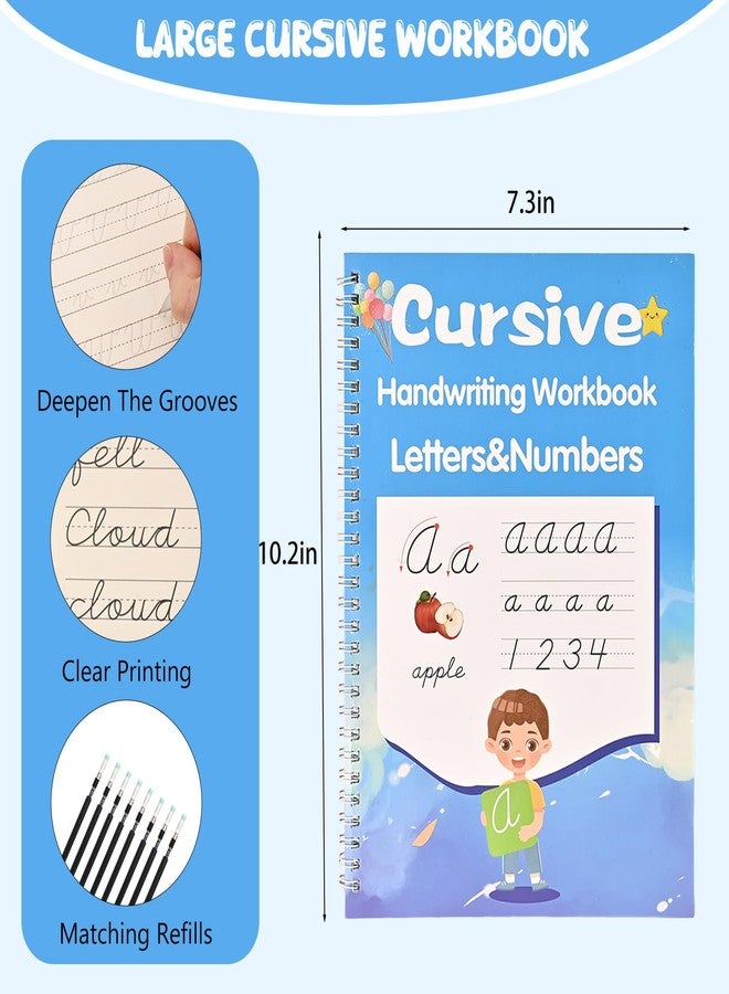 PEOCEFOY 2 Pack Grooved Cursive HandwritingWorkbook,Reusable Handwriting Practice Copybooks,Cursive Writing Practice Book forKids Beginners - Image 2