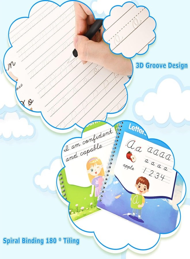 PEOCEFOY 2 Pack Grooved Cursive HandwritingWorkbook,Reusable Handwriting Practice Copybooks,Cursive Writing Practice Book forKids Beginners - Image 4