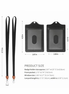 Excefore Badge Holder, 2 Pack Lanyards for Id Badges Reel Grade Leather ID Card Holder  - Image 5