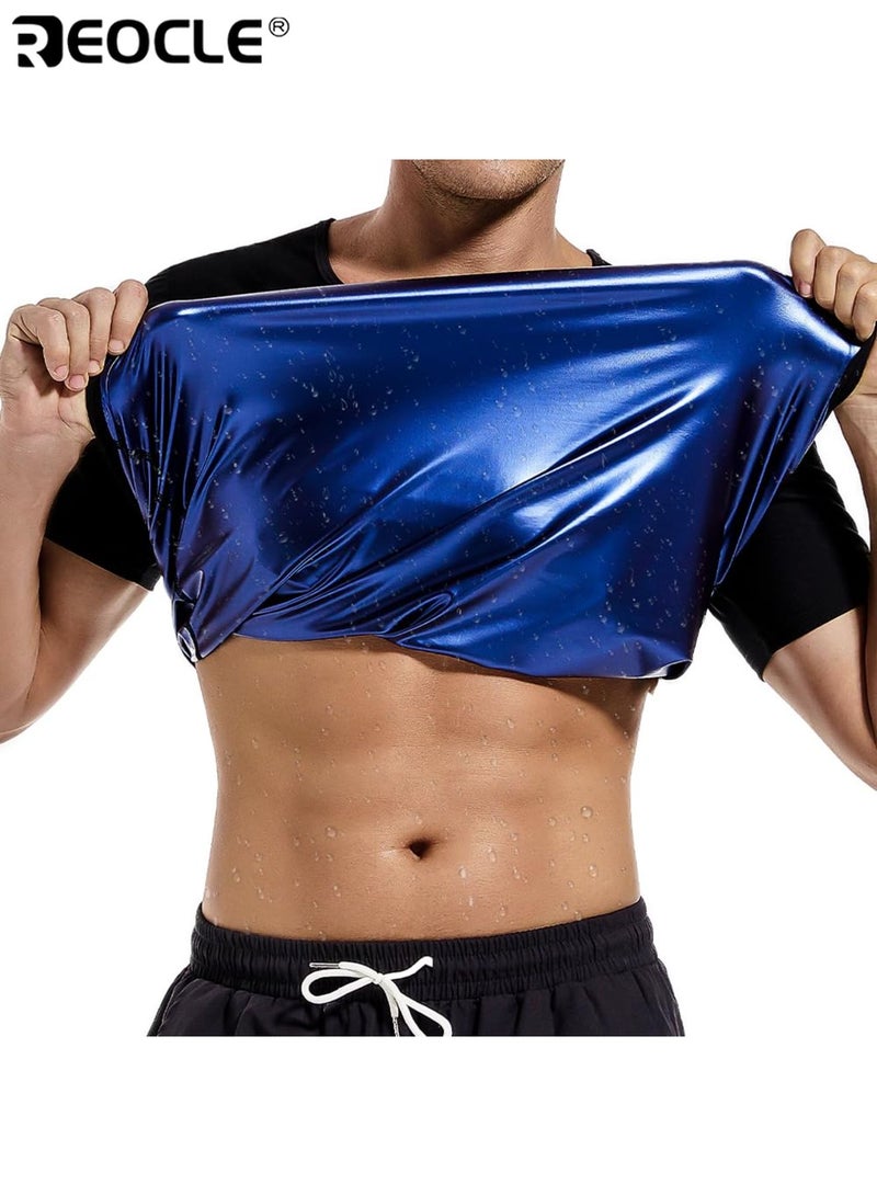 REOCLE Men's Sauna Suit Shirt Sweat Absorbent Compression Suit with Waistline Quick Dry Workout Top for Gym Training and Casual Wear All Season Body  Durable Sportswear for Fitness Enthusiasts - Image 2