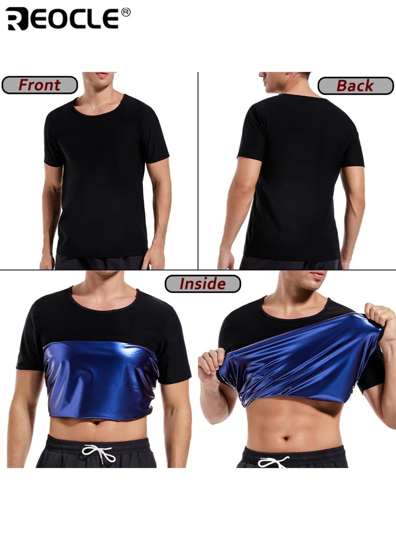 REOCLE Men's Sauna Suit Shirt Sweat Absorbent Compression Suit with Waistline Quick Dry Workout Top for Gym Training and Casual Wear All Season Body  Durable Sportswear for Fitness Enthusiasts - Image 3