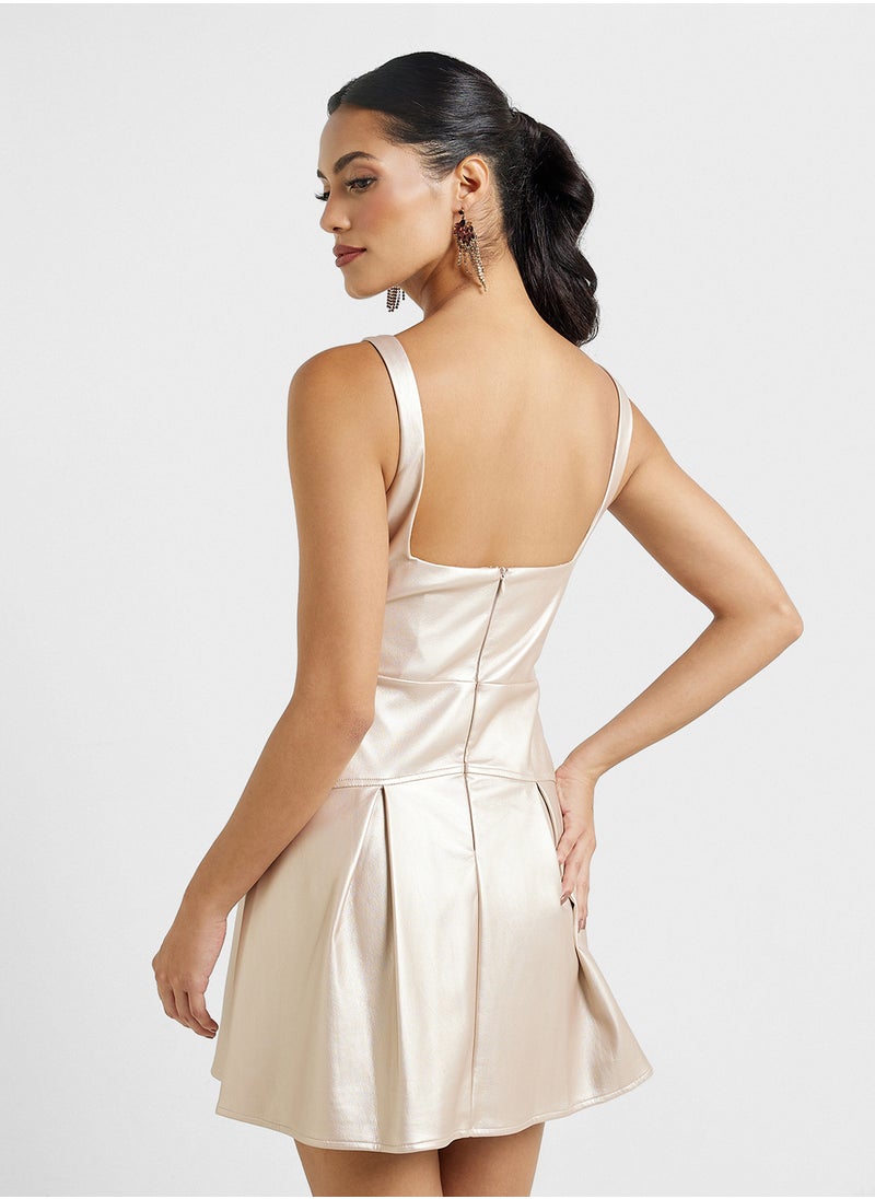 Jaded Rose - Sweetheart Neck Pleaeted Pu Mini Dress - Image 1