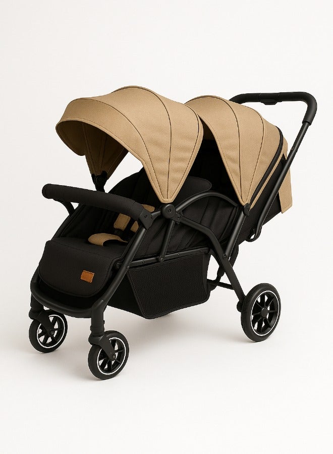 كيديليو عربة أطفال توأم kidilo، عربة أطفال مزدوجة قابلة للطي للأطفال حديثي الولادة والأطفال الصغار مع مظلة وسلة تخزين، رمز المنتج LB200 - Image 1