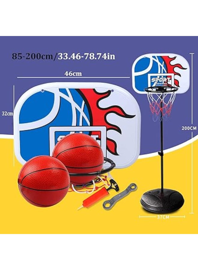 مجموعة كرة السلة المحمولة للأطفال، حامل قابل للتعديل بالارتفاع، مع لوحة وشبكة وقاعدة، للاستخدام الداخلي والخارجي - Image 5