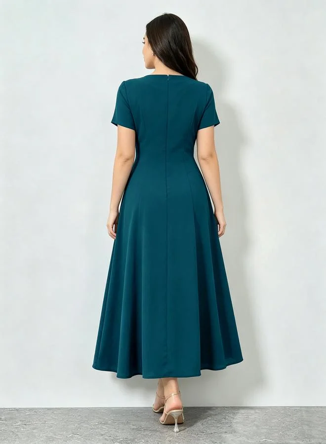 ستايلي Blue Bow Detail A-Line Midi Dress
