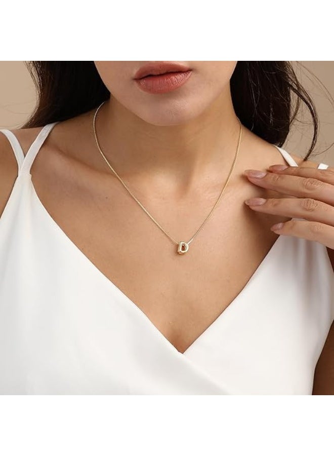 Bubble Gold Letter Necklace for Women, 14K Gold Plated Balloon Initial Necklace – Personalized Bubble Pendant Name Necklace, Dainty Trendy Jewelry, Custom Initial Gold Necklace Gift for Women & Girls - Image 3