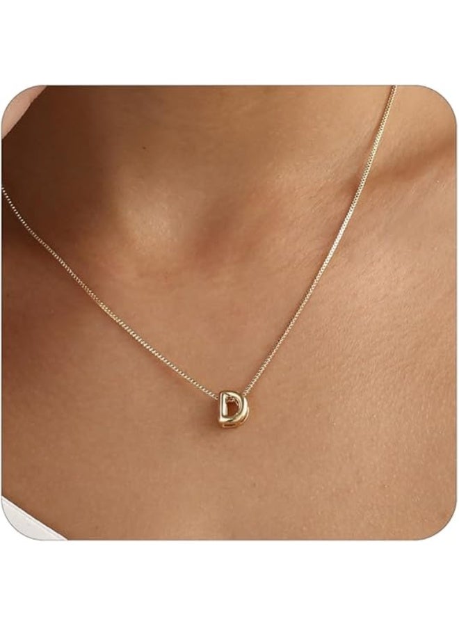 Bubble Gold Letter Necklace for Women, 14K Gold Plated Balloon Initial Necklace – Personalized Bubble Pendant Name Necklace, Dainty Trendy Jewelry, Custom Initial Gold Necklace Gift for Women & Girls - Image 1