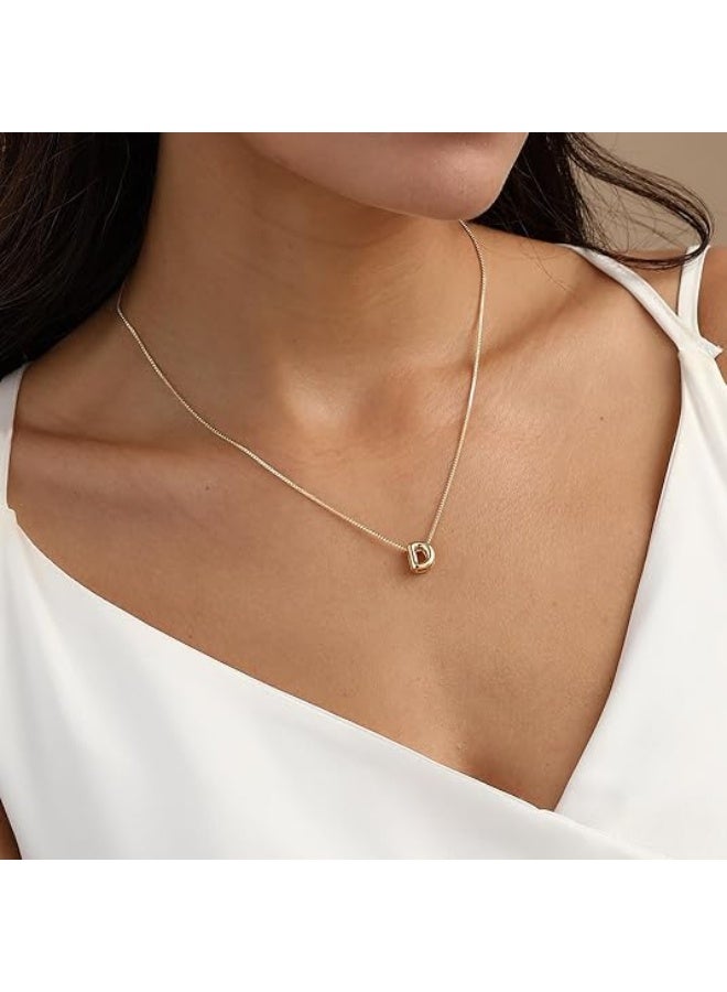 Bubble Gold Letter Necklace for Women, 14K Gold Plated Balloon Initial Necklace – Personalized Bubble Pendant Name Necklace, Dainty Trendy Jewelry, Custom Initial Gold Necklace Gift for Women & Girls - Image 2