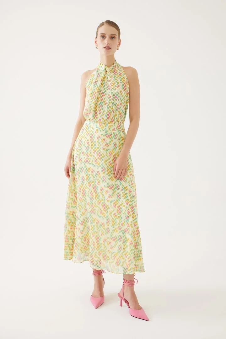 EXQUISE Lined skirt decorated with colorful polka dots.