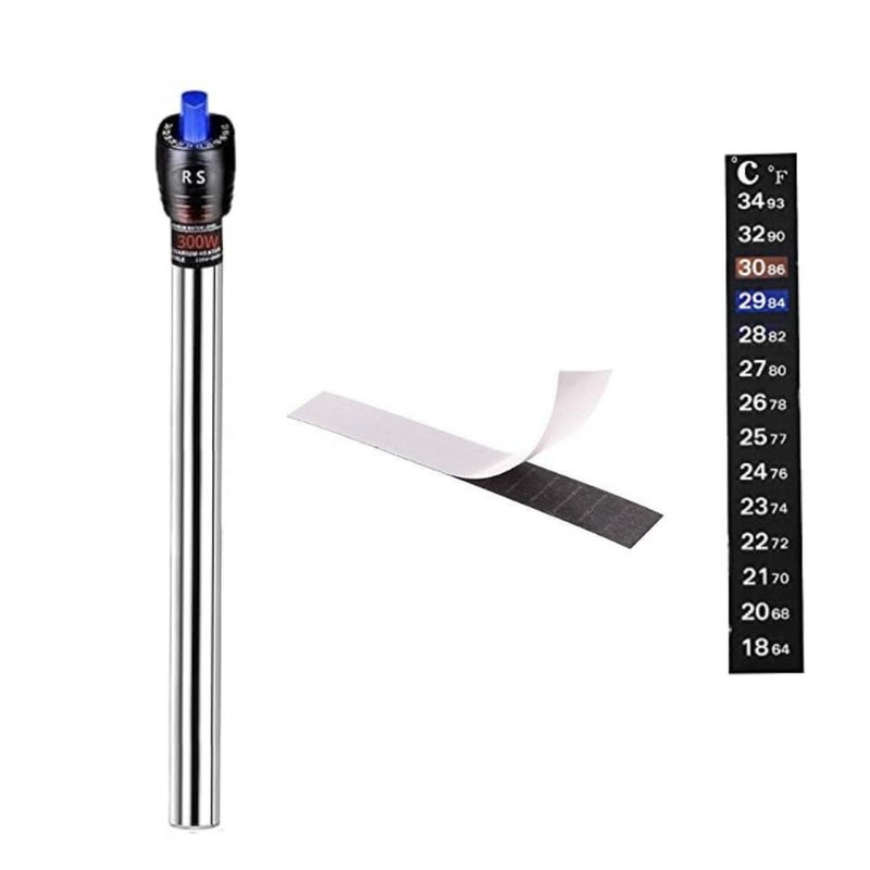 KSH STORE STORE- Break Proof Stainless Steel Rod Aquarium Fish Tank Heater with Free Sticker Thermometer (300 Watts - Suitable For2 to 4 Feet Tank) (300 W) - Image 1