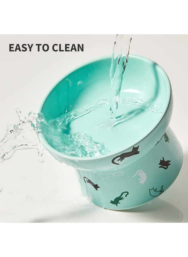 أوعية قطط مرتفعة من السيراميك، وعاء طعام وماء مائل مرتفع للجراء والقطط الصغيرة، خالٍ من التوتر، يمنع التدفق العكسي، آمن للاستخدام في غسالة الأطباق والميكروويف، خالٍ من الرصاص والكادميوم - Image 3