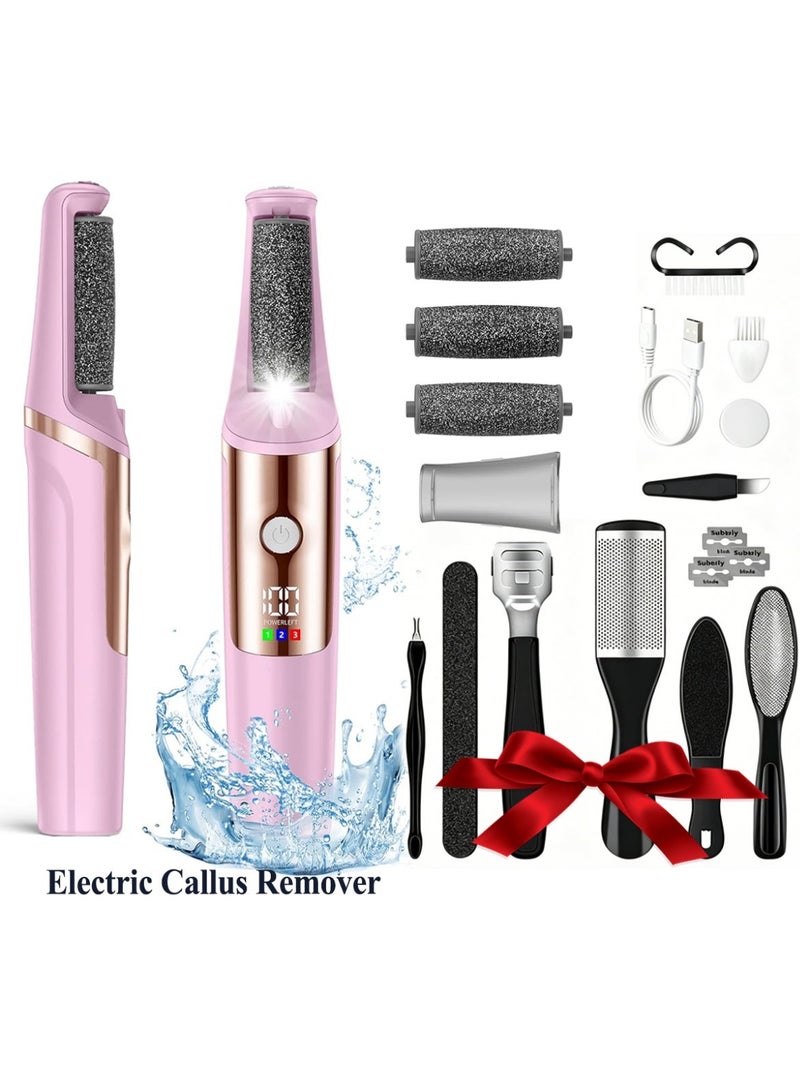 YALONG Callus Remover for Feet Rechargeable, Smooth Pedicure Wand Electric Foot File, with 3 Roller Heads 3 Speed IPX6 Waterproof,  Professional Pedicure Tools Kits Foot Scrubber for Smoother Feet Ideal Gift, Pedicure Kit Feet Care for Dead Dry Skin - Image 1