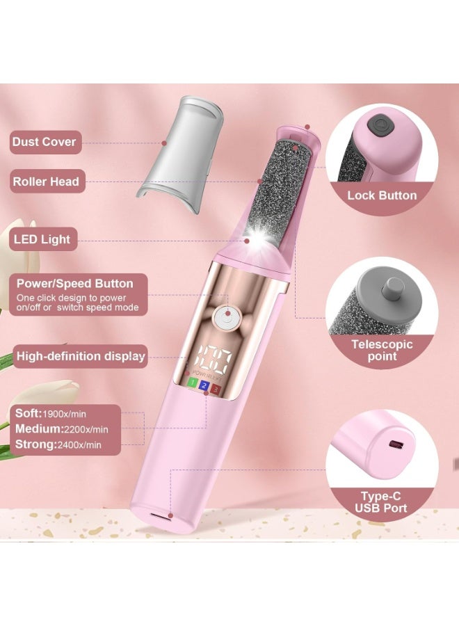 YALONG Callus Remover for Feet Rechargeable, Smooth Pedicure Wand Electric Foot File, with 3 Roller Heads 3 Speed IPX6 Waterproof,  Professional Pedicure Tools Kits Foot Scrubber for Smoother Feet Ideal Gift, Pedicure Kit Feet Care for Dead Dry Skin - Image 2