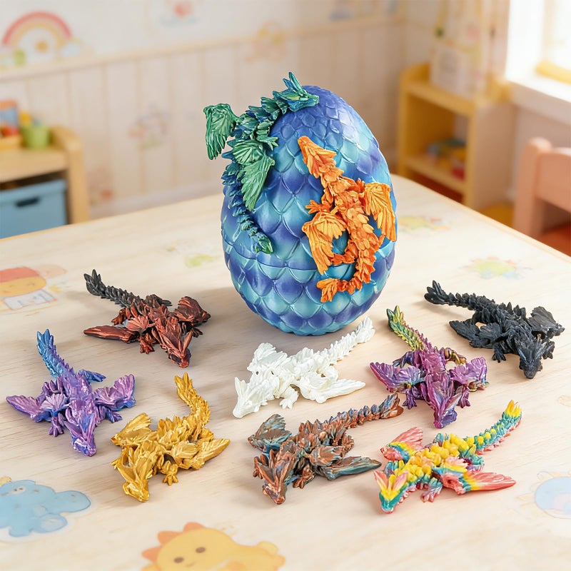 Olee Odee 10pcs Mini Flying Dragons in Dragon Egg 3D Printed Collectible Fantasy Toy Gift Set for Kids Boys Girls Teens Birthday Easter Christmas Stocking Party Favor DisplayStarlit Blue - Image 3