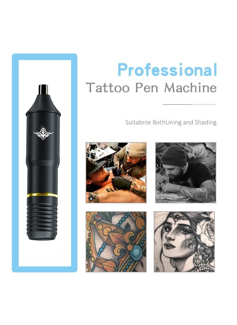 HaLunhi - Wireless Rotating Tattoo Pen Kit, Wireless Power RCA Display Portable Rechargeable, 10 Cartridges Needle 10 Color Pigment 30ml Tattoo Transfer Gel 30ml Pigment Diluent,Professional Tattoo Kit - Image 1