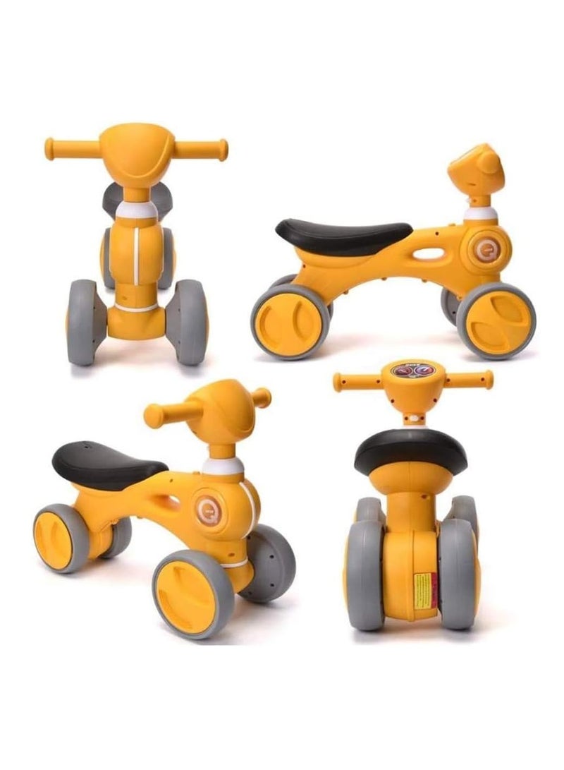 Dubkart Baby Balance Bike, Toddler Walker Bike Toy with Music & Light 4 Wheels for 10-36 Months Kids (yellow) - Image 1