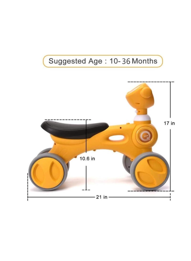 Dubkart Baby Balance Bike, Toddler Walker Bike Toy with Music & Light 4 Wheels for 10-36 Months Kids (yellow) - Image 3