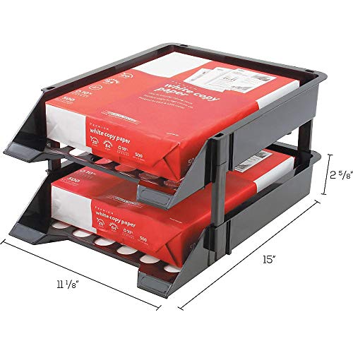 Deflecto Super Tray Countertop Tray, Break-Resistant, Black, Set of 2 Trays With (4) 3" and (4) 5" Plastic Risers, 11"W x 2-1/2"H x 14-3/4"D (63304) - Image 2