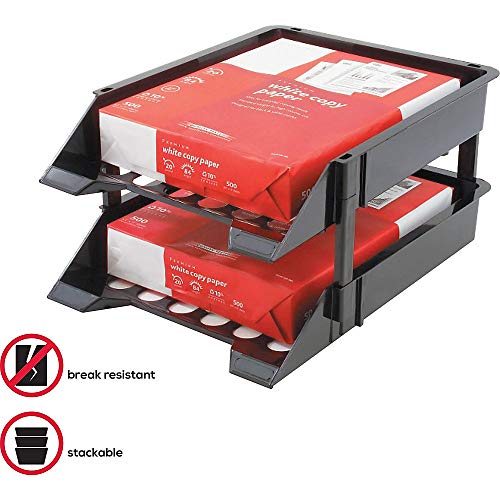 Deflecto Super Tray Countertop Tray, Break-Resistant, Black, Set of 2 Trays With (4) 3" and (4) 5" Plastic Risers, 11"W x 2-1/2"H x 14-3/4"D (63304) - Image 3